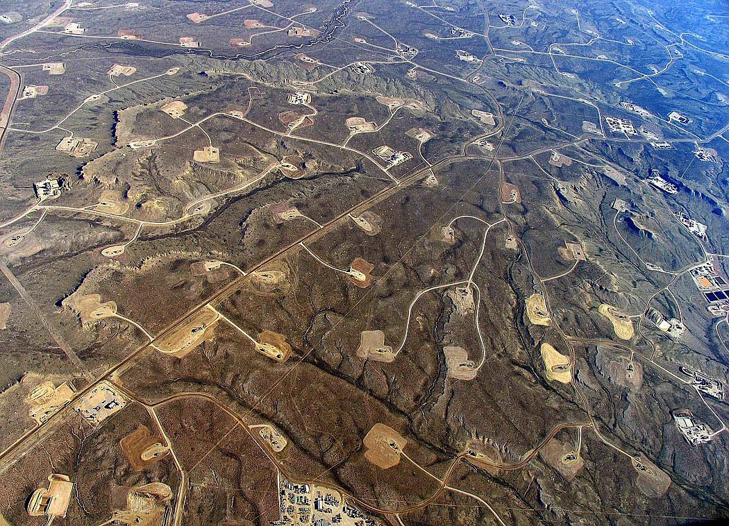 Fracking-Feld Luftaufnahme