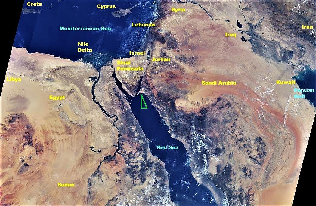 Luftaufnahme der NASA von Saudi-Arabien, rotem Meer und angrenzenden Staaten