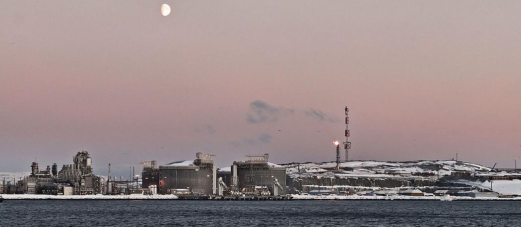 Erdgasraffinerie in Norwegen im Winter