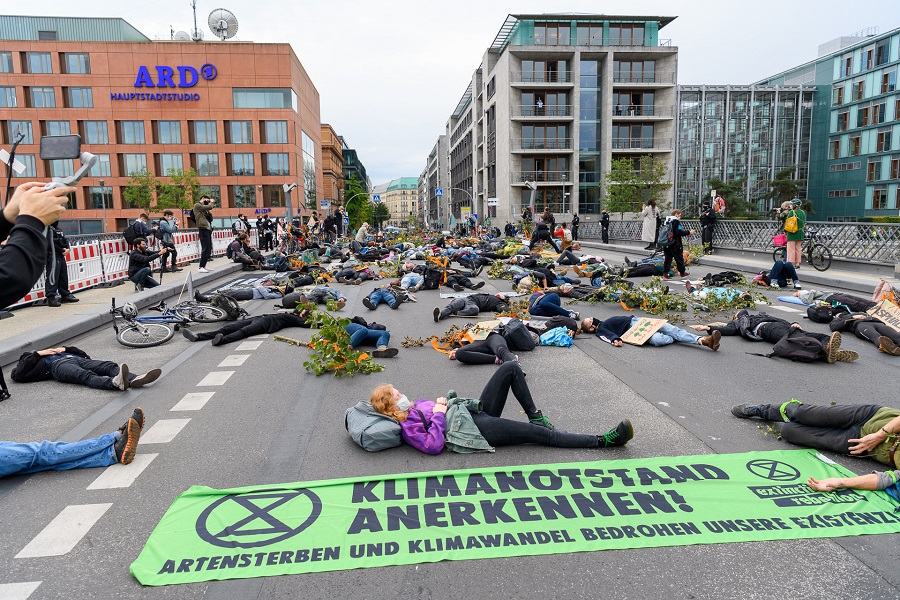 Klimanotstand-Protest der Klima-Aktivisten von Extinction Rebellion in Berlin